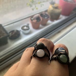 black handmade wire wrapped rings